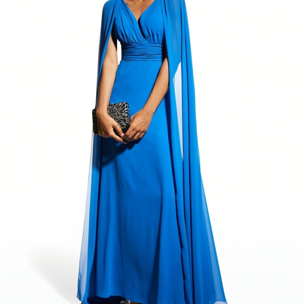Blue Tulle Cap Sleeve Gown-Rickie Freeman for Teri Jon, 14